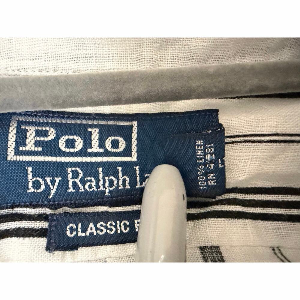 Polo Ralph Lauren 100% Linen Shirt Womens XXL Striped Classic Fit Roll Tab - Picture 11 of 11